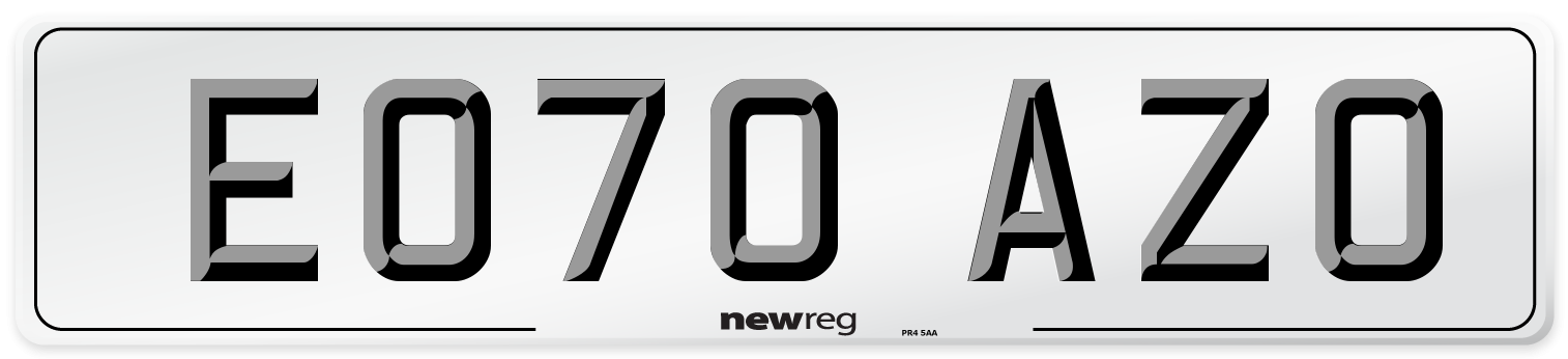 EO70 AZO Number Plate from New Reg